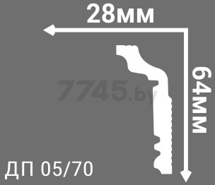 Плинтус потолочный ДЕ-БАГЕТ 2000х64x28 мм (ДП 05-70 64х28) - Фото 2