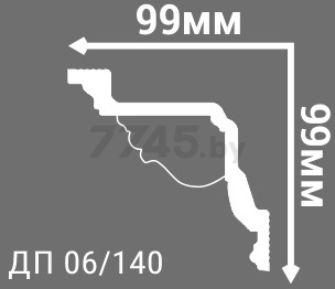 Плинтус потолочный ДЕ-БАГЕТ 2000х99x99 мм (ДП 06-140 99х99) - Фото 2