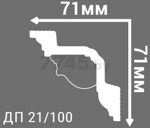 Плинтус потолочный ДЕ-БАГЕТ 2000х71х71 мм (ДП 21-100 71х71) - Фото 2