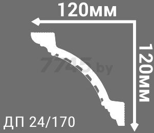Плинтус потолочный ДЕ-БАГЕТ 2000х120x120 мм (ДП 24-170 120х120) - Фото 2