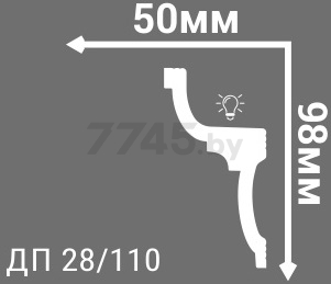 Плинтус потолочный ДЕ-БАГЕТ 2000х50х98 мм (ДП 28-110 98х50) - Фото 2