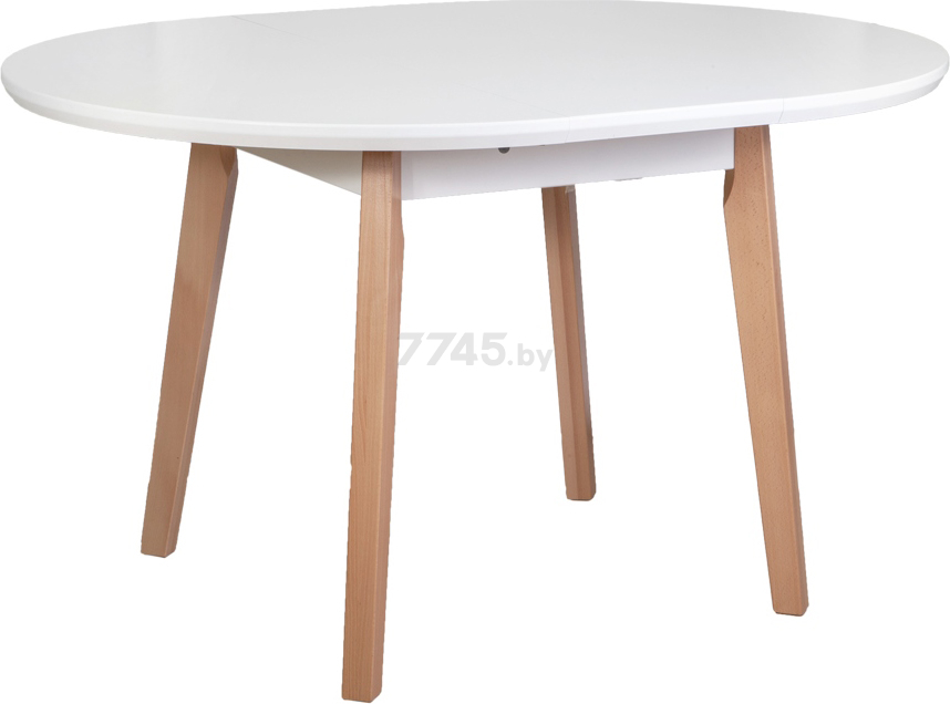 Стол кухонный DREWMIX Oslo 4 белый/бук 100-130x100x75 см (65562) - Фото 2