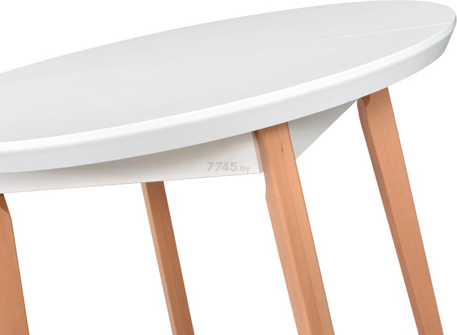 Стол кухонный DREWMIX Oslo 4 белый/бук 100-130x100x75 см (65562) - Фото 3