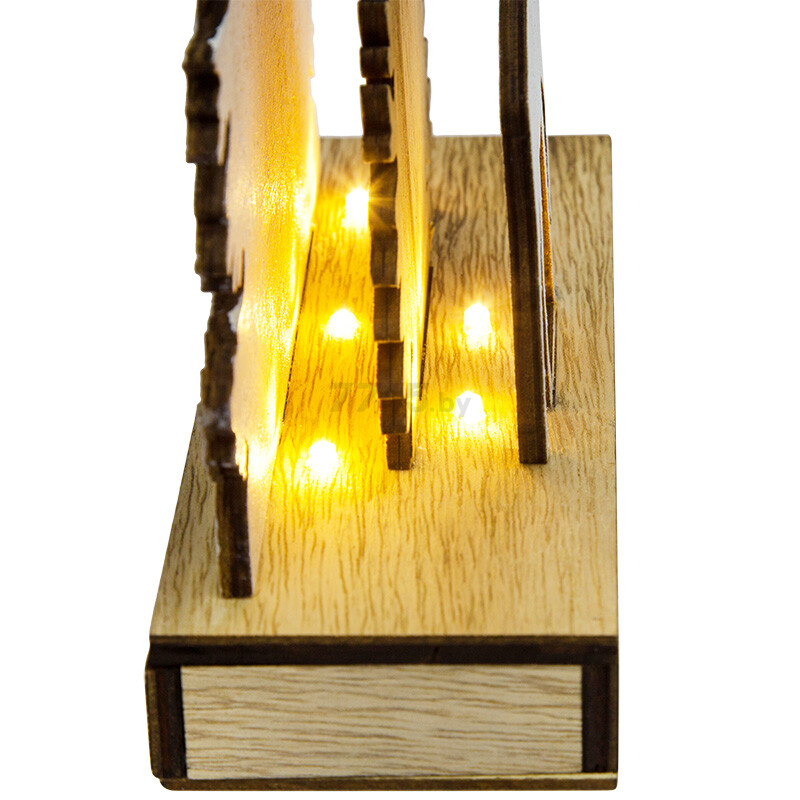 Фигура деревянная с подсветкой NEON-NIGHT Елочка с оленем 18х7х29 см (504-001) - Фото 4