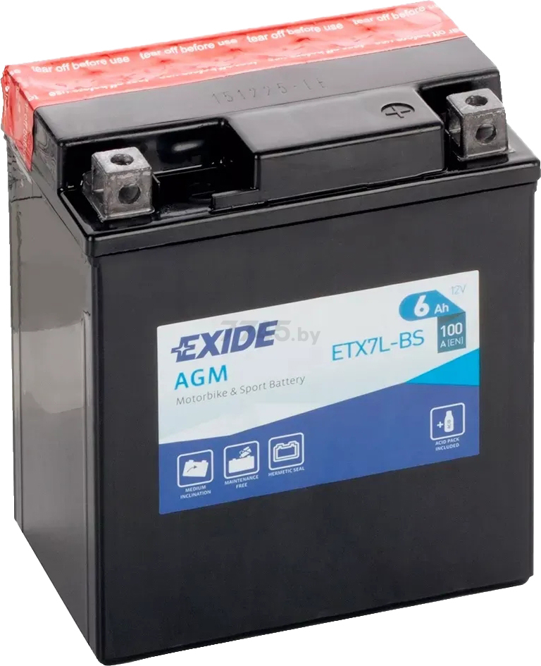 Аккумулятор для мотоцикла EXIDE AGM 6 А·ч (ETX7L-BS)