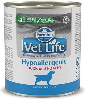 Влажный корм для собак FARMINA Vet Life Hypoallergenic утка с картофелем консервы 300 г (8606014102802)