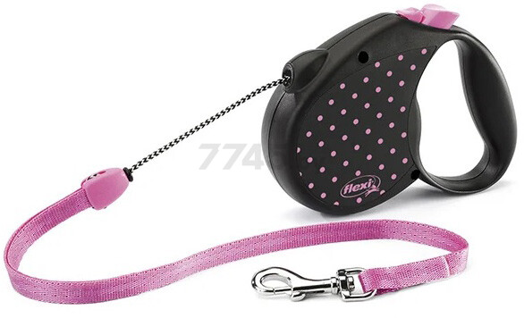 Поводок-рулетка для собак FLEXI Color S Dots трос 5 м до 12 кг розовая (14202)