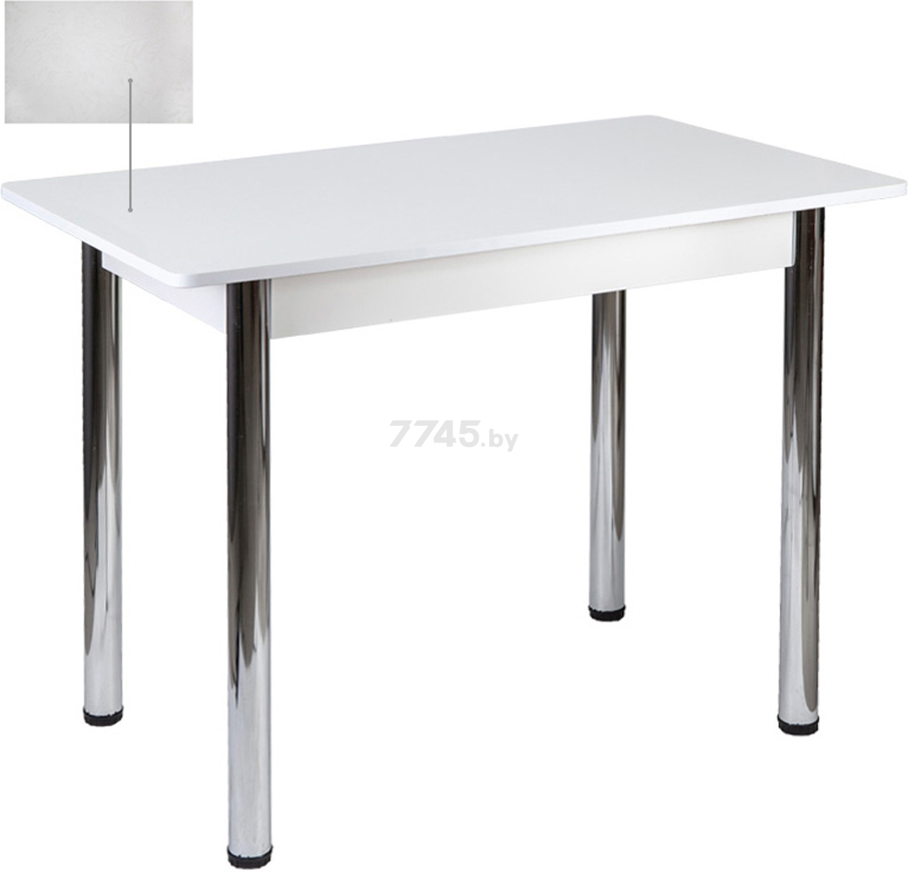 Стол кухонный FORT Прямоугольный пластик белые листья/хром 100x60x75 см (64174)