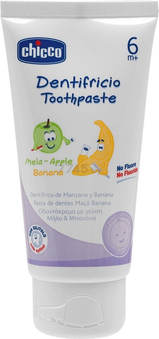 Зубная паста детская Яблоко-Банан с 6 мес 50 мл CHICCO (320617011)