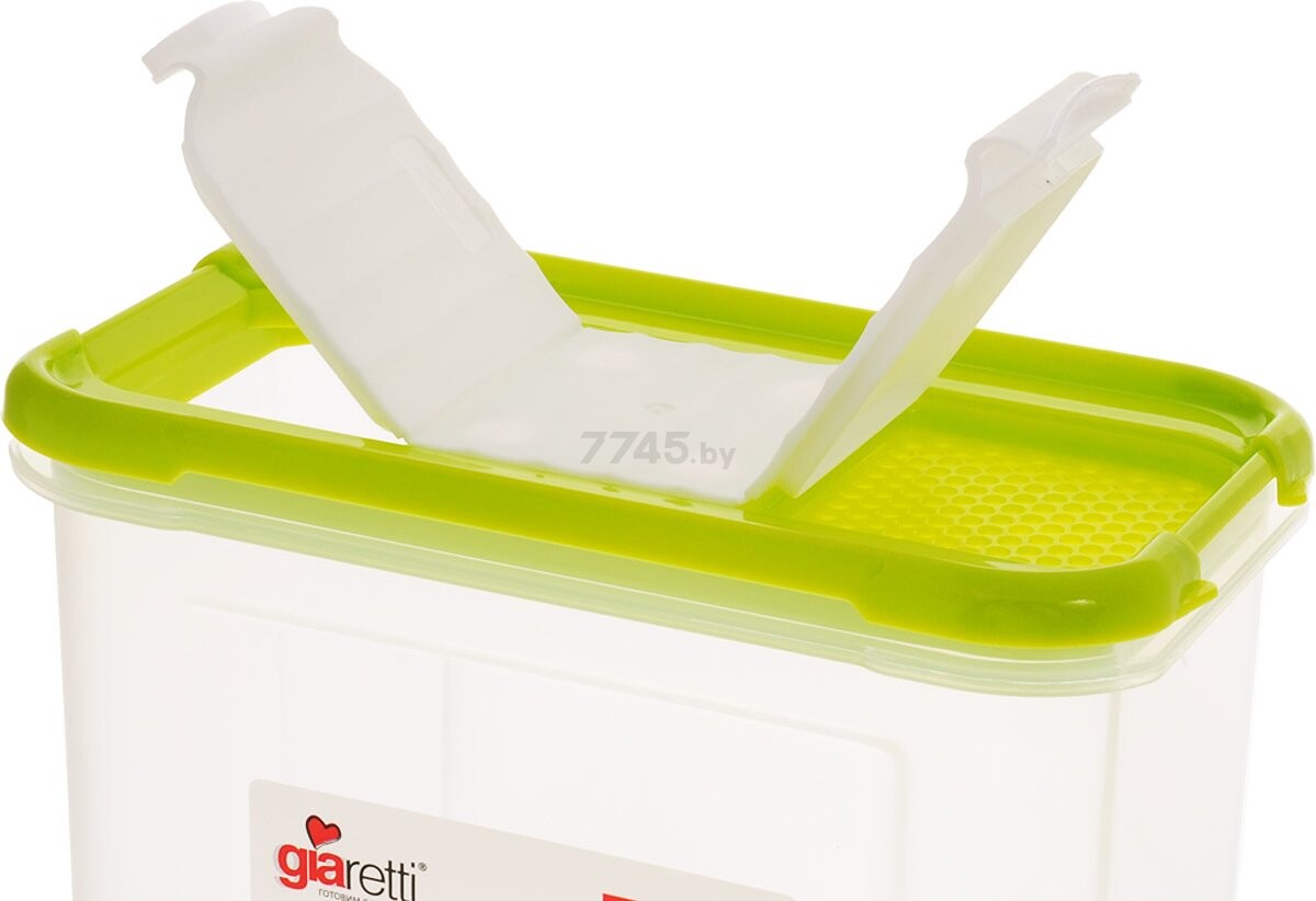 Емкость пластиковая для сыпучих продуктов с дозатором GIARETTI Bono 1,5 л оливковая роща (GR2237ОЛ) - Фото 2