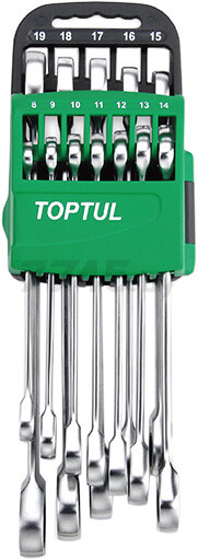 Набор ключей комбинированных с трещоткой 8-19 мм 9 предметов TOPTUL (GSCQ0901)