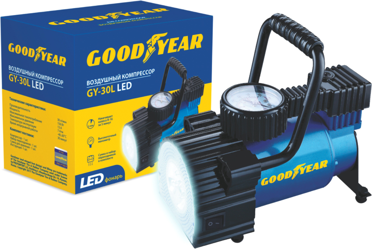 Компрессор автомобильный Goodyear GY-30L LED (GY000103) - Фото 6