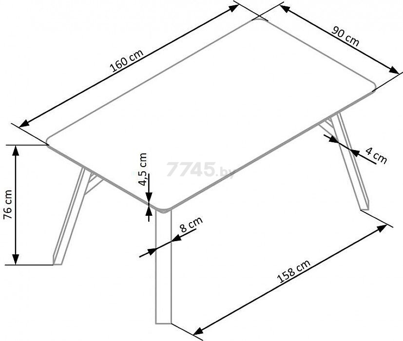 Стол кухонный HALMAR Halifax серо-черный 160х90х76 см (V-CH-HALIFAX-ST) - Фото 4