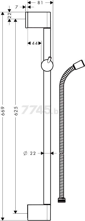 Душевая штанга HANSGROHE Unica Crometta 65 (27615000) - Фото 2