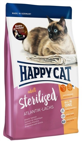 Сухой корм для стерилизованных кошек HAPPY CAT Adult Sterilised Atlantik-Lachs лосось 1,4 кг (70344)