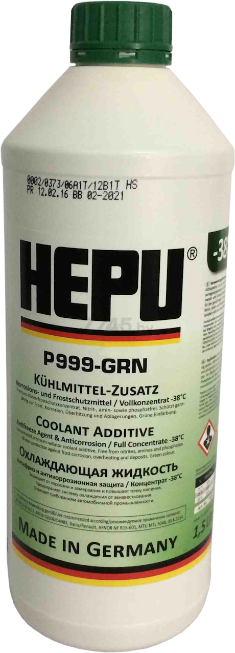 Антифриз зеленый HEPU 1,5 л (P999GRN)