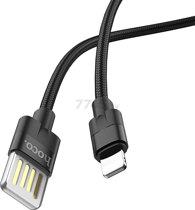 Кабель HOCO U55 Dual side USB-A - Lightning (черный) - Фото 2