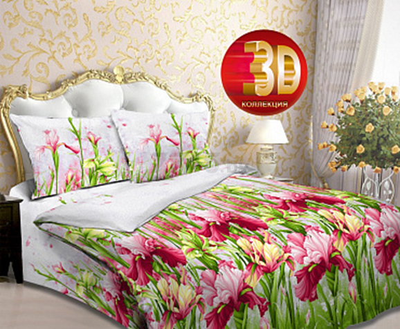 Постельное белье VITTEX 3980 Бязь розовый с зеленым комплект 2-спальный (п.3980-20)