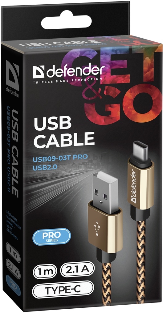 Кабель DEFENDER USB09-03T PRO USB-A - USB-C золотистый (87812) - Фото 4