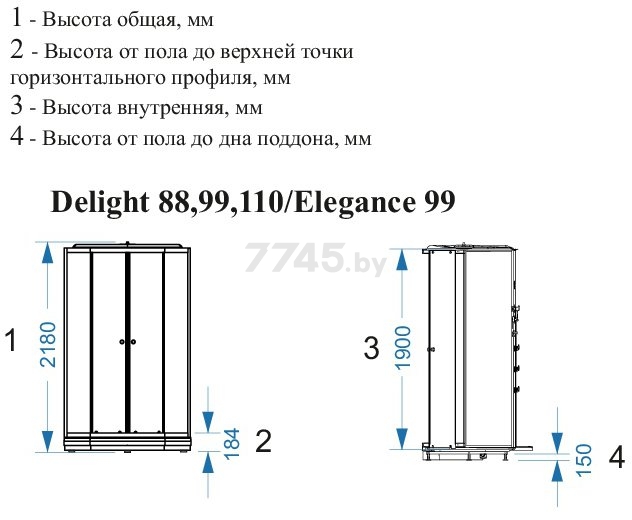 Кабина душевая DOMANI-SPA Delight 99 90х90 (DS01D99LBT00) - Фото 5