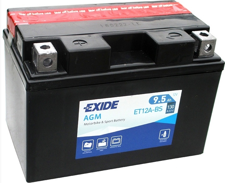 Аккумулятор для мотоцикла EXIDE AGM 9,5 А·ч (ET12A-BS)