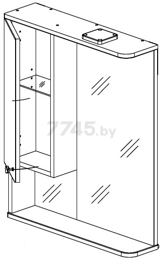 Шкаф с зеркалом для ванной САНИТАМЕБЕЛЬ Камелия 11.60 Д2 правый - Фото 2