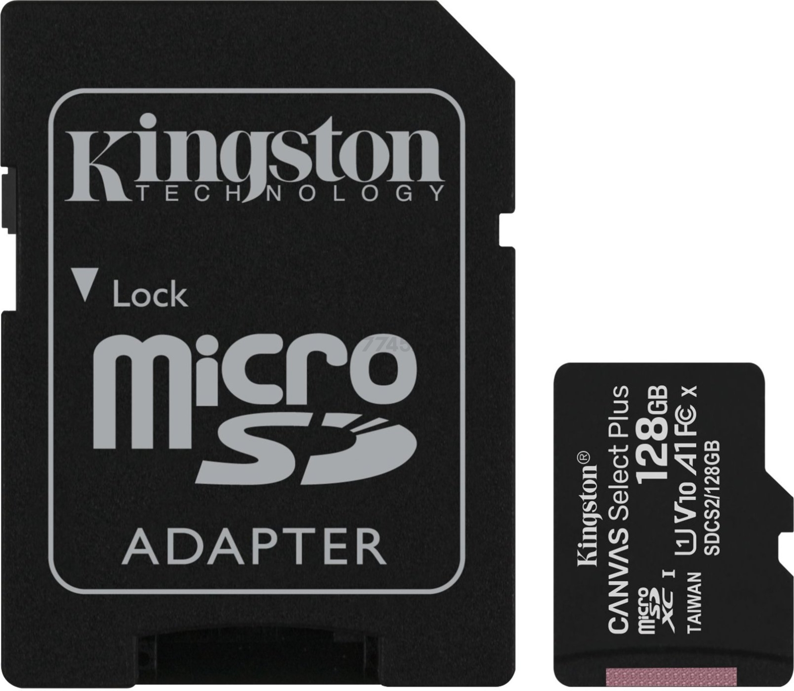 Карта памяти KINGSTON Canvas Select Plus microSDXC 128GB с адаптером SD (SDCS2/128GB)
