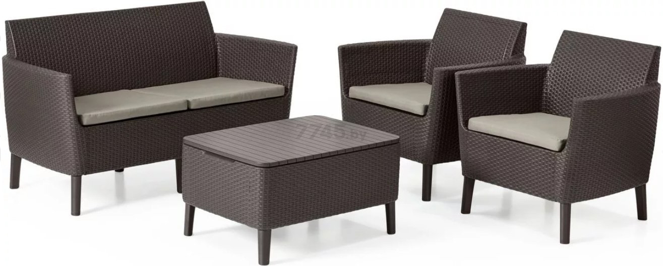 Комплект мебели садовой KETER Salemo 2-sofa Set коричневый (236844)
