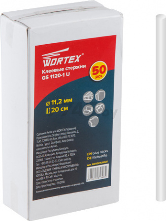 Стержень клеевой 11,2х200 мм прозрачный WORTEX GS 1120-1 U 50 штук (GS11201U0025)
