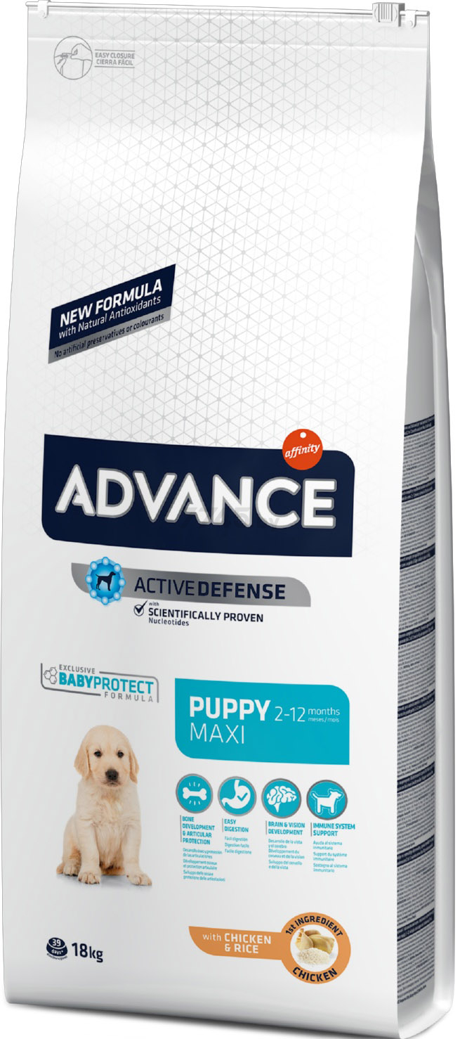 Сухой корм для щенков ADVANCE Puppy Maxi курица с рисом 18 кг (8410650221526)