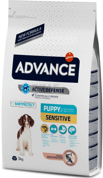 Сухой корм для щенков ADVANCE Puppy Sensitive лосось с рисом 3 кг (8410650009346)