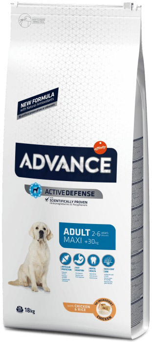 Сухой корм для собак ADVANCE Adult Maxi курица с рисом 18 кг (8410650221588)