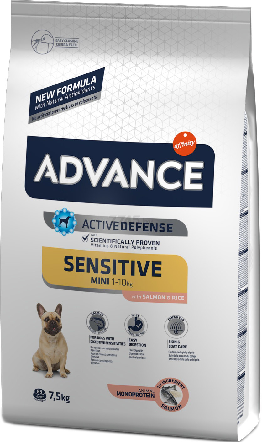 Сухой корм для собак ADVANCE Mini Sensitive лосось с рисом 7,5 кг (8410650215167)