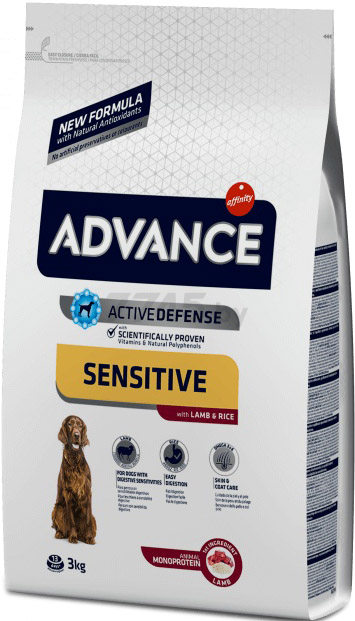 Сухой корм для собак ADVANCE Sensitive ягненок с рисом 3 кг (8410650235448)