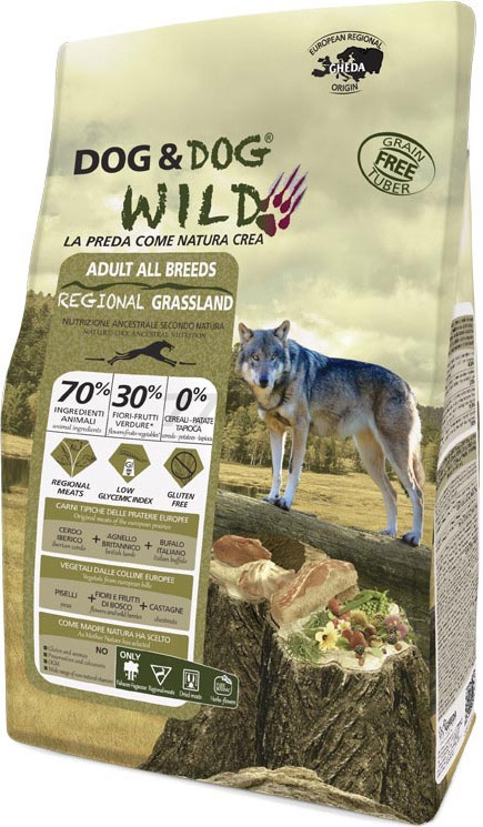 Сухой корм для собак беззерновой UNICA Dog&Dog Wild свинина с ягненком и буйволом 12 кг (8001541004641)