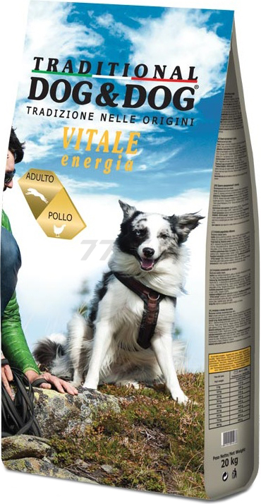 Сухой корм для собак UNICA Dog&Dog Traditional Vitale Energia курица 20 кг (8001541004238)