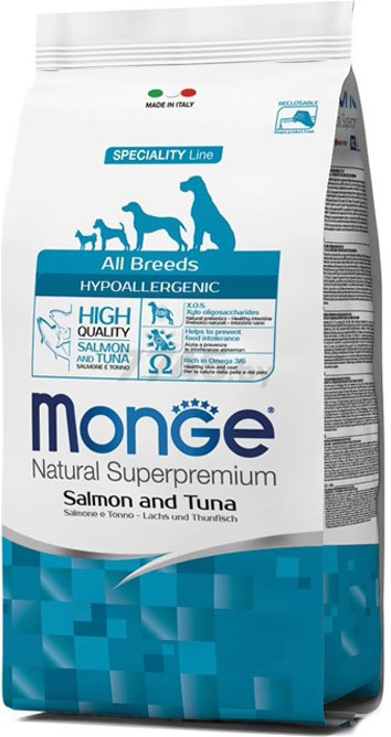 Сухой корм для собак MONGE Speciality Hypo лосось с тунцом 12 кг (70011174) - Фото 9
