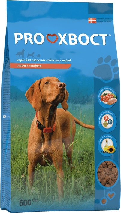 Сухой корм для собак PROХВОСТ мясное ассорти 0,5 кг (4640011980296)