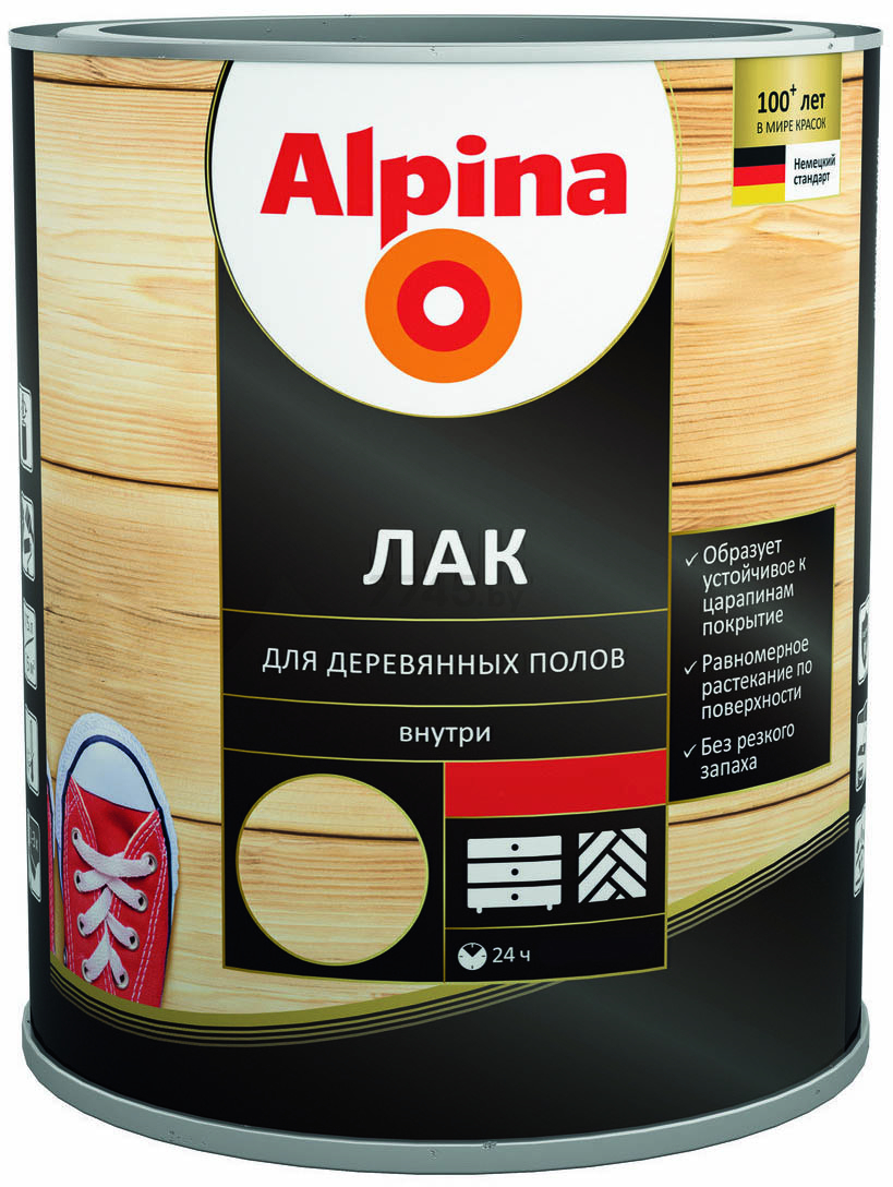 Лак алкидно-уретановый ALPINA Для деревянных полов прозрачный 2,5 л (948103955)