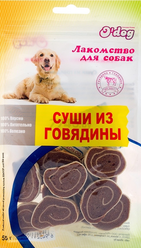Лакомство для собак ODOG Суши из говядины 55 г (6940211012437)