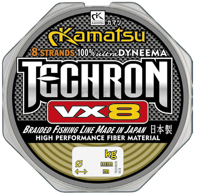Леска плетеная KAMATSU Techron VX8 0,16 мм/100 м (256100016)
