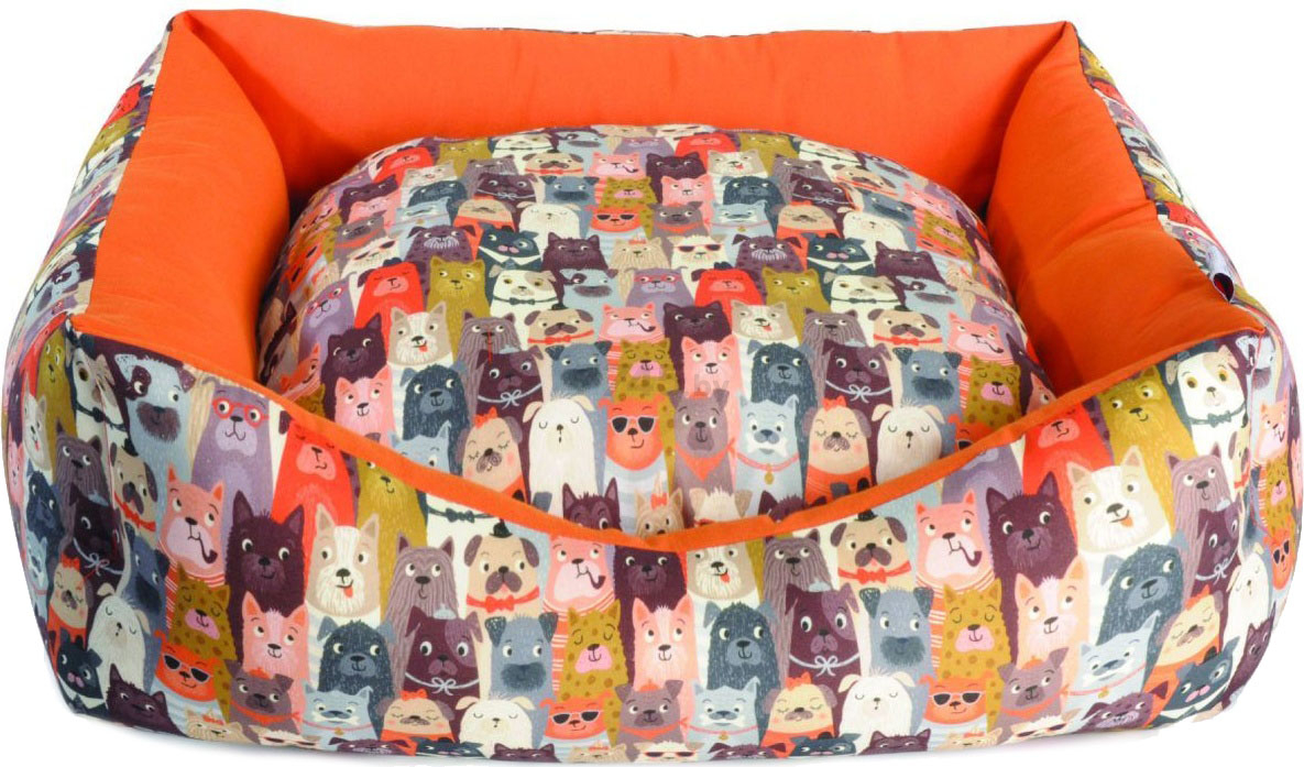 Лежанка для животных CAMON Funny Dogs Прямоугольная с подушкой и принтом 75 см (CC107/E)
