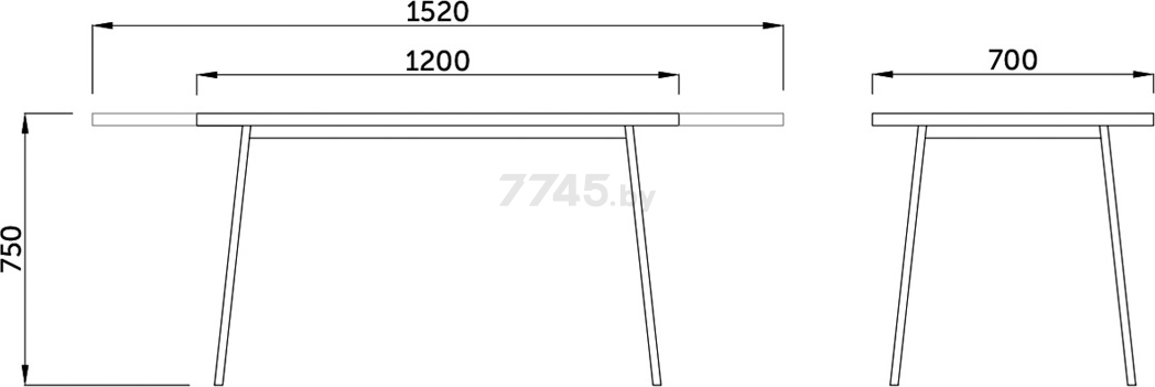 Стол кухонный LISTVIG Винер G черный 120-152x70х75 см (63691) - Фото 3