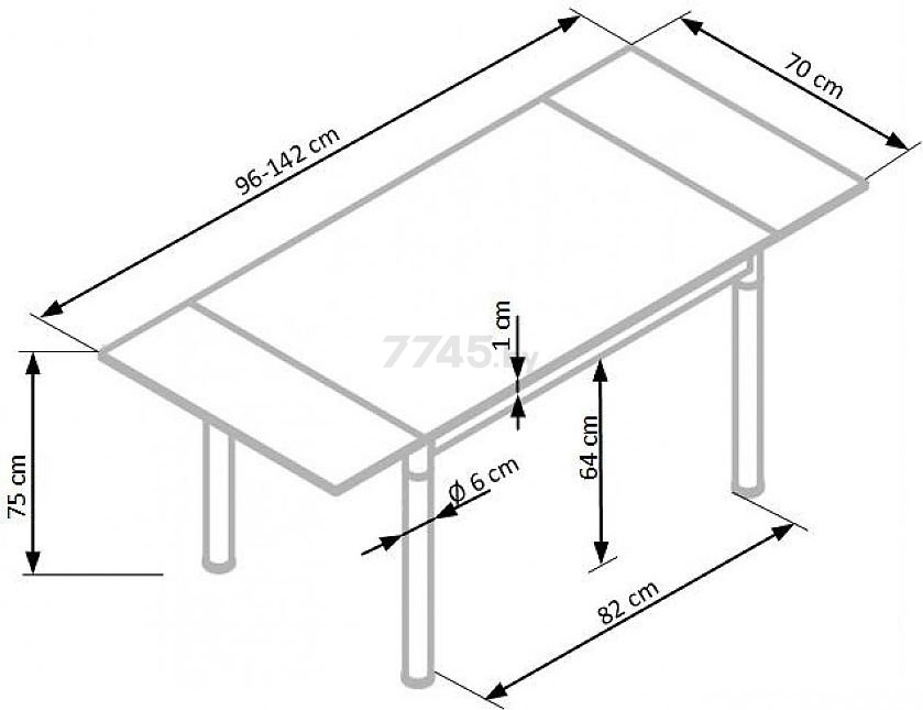 Стол кухонный HALMAR Logan 2 белый 96-142х70х76 см (V-CH-LOGAN_2-ST-BIALY) - Фото 6