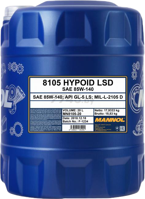 Масло трансмиссионное 85W140 минеральное MANNOL Hypoid LSD 20 л (99208)