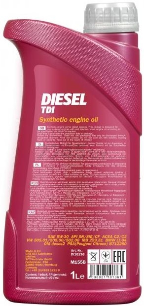 Моторное масло 5W30 синтетическое MANNOL Diesel TDI 1 л (97766) - Фото 2