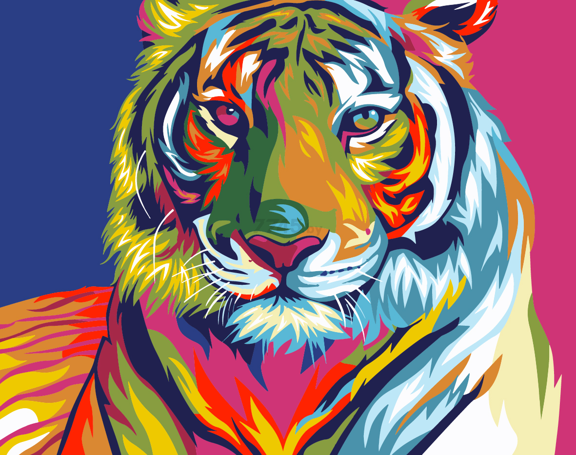 Картина по номерам АРТВЕНТУРА Mini Радужный тигр 16,5х13 см (16130010)