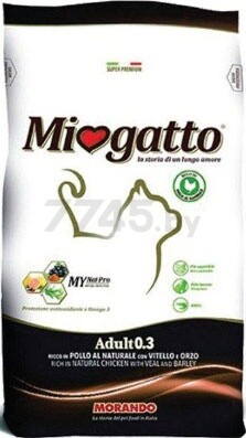Сухой корм для кошек MORANDO Miogatto Adult телятина и ячмень 0,4 кг (8007520086028)