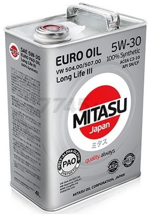 Моторное масло 5W30 синтетическое MITASU Euro Pao LL III Oil 4 л (MJ-210-4)