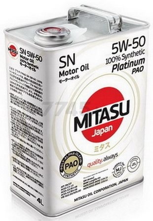 Моторное масло 5W50 синтетическое MITASU Platinum Pao SN 4 л (MJ-113-4)